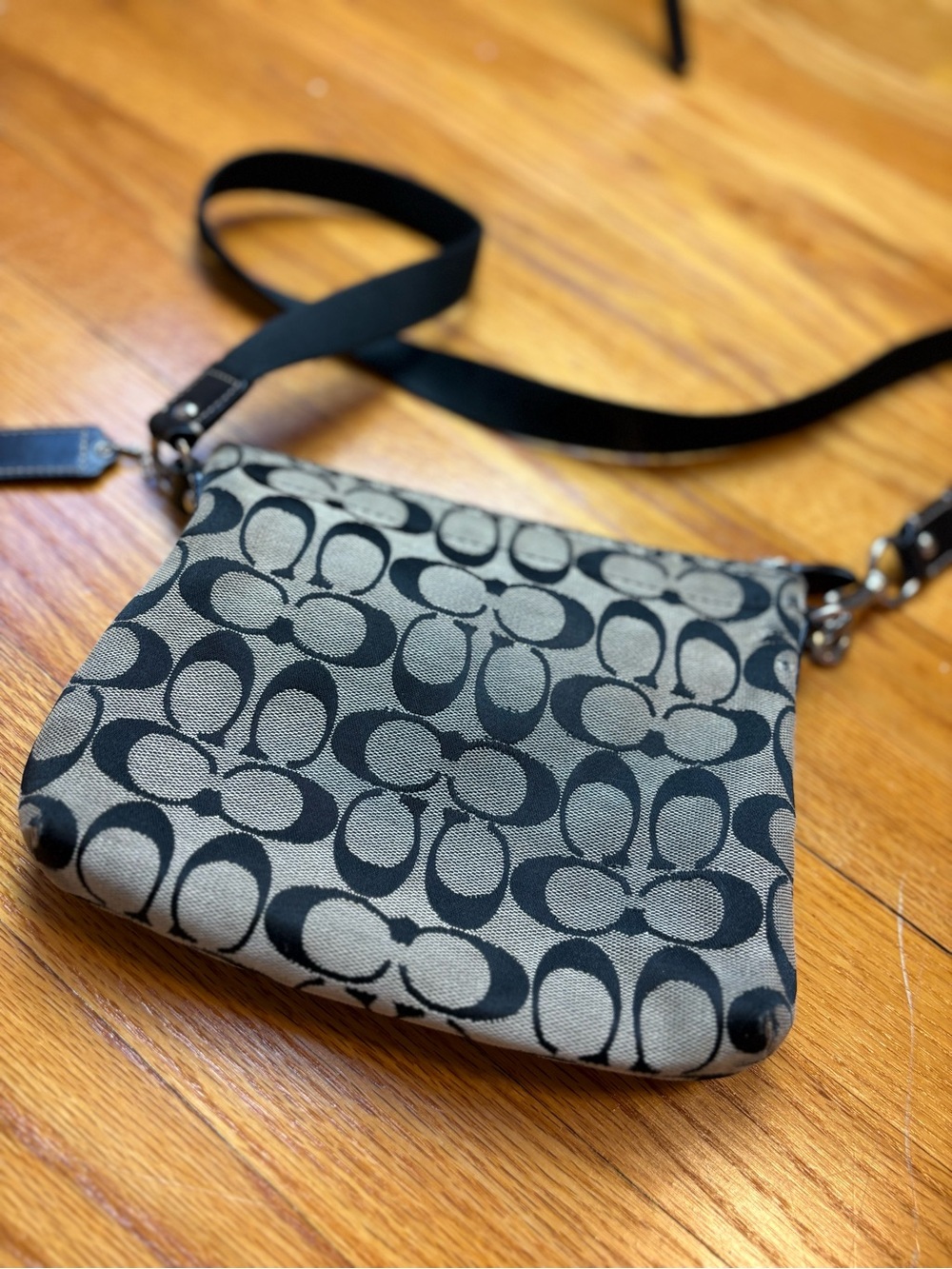 Coach Black and Tan Signature Crossbody with Turn-Lock Pocket - Picture 10 of 16